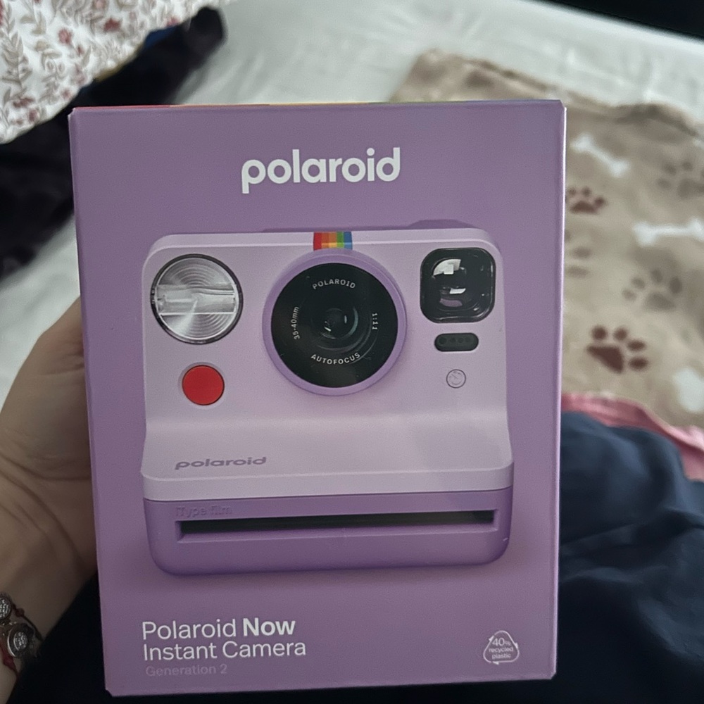 Polaroid Now Gen 2 Instant Camera + Color Film Bundle (8 Photos) - Purple